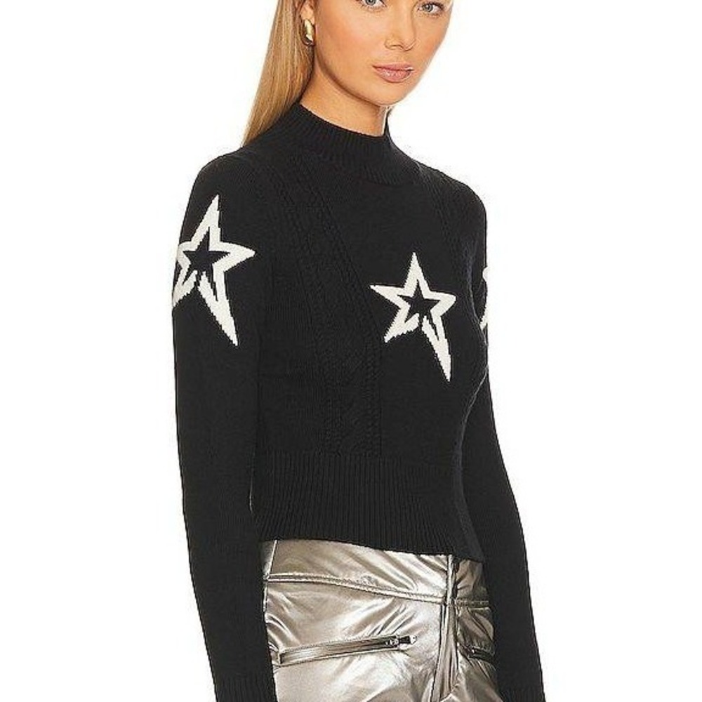 Perfect Moment Merino Wool Crop Cable Underwear Sweater Black Large‎ Star Ski